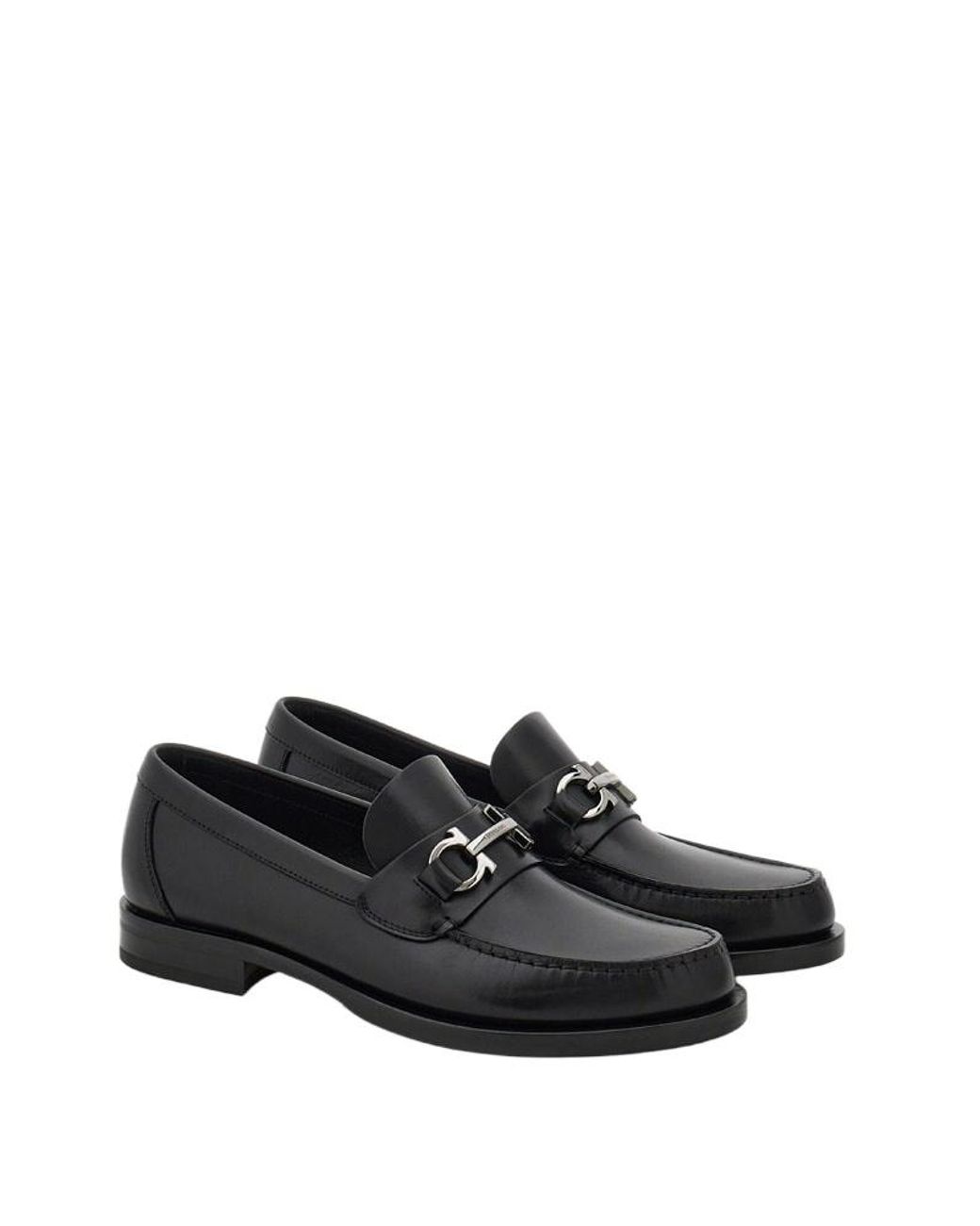 Ferragamo Black Ferragamo Gancini Buckle Slip-On Loafers for men