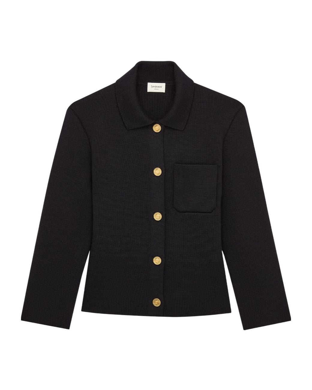Saint Laurent Blue Virgin Wool Collar Cardigan