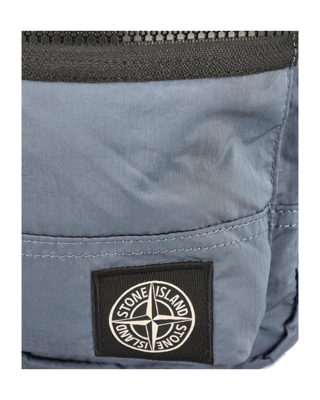 Stone Island White Logo Patch Zipped Messenger Bag for men
