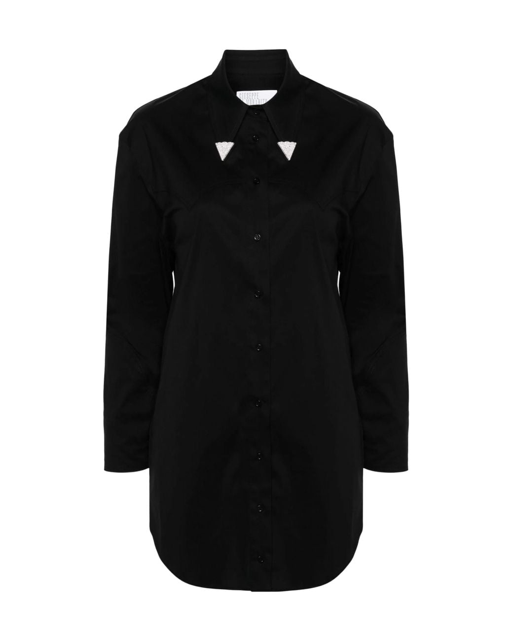 GIUSEPPE DI MORABITO Black Rhinestone-Embellished Poplin Mini Dress
