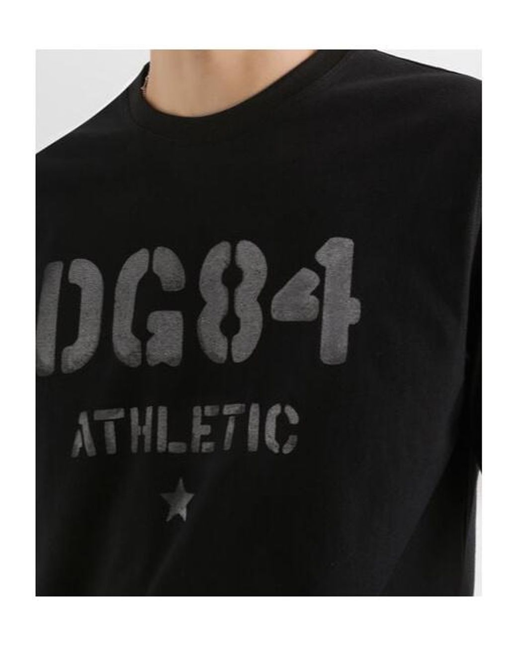 Dolce & Gabbana Black Printed Crewneck T-Shirt for men