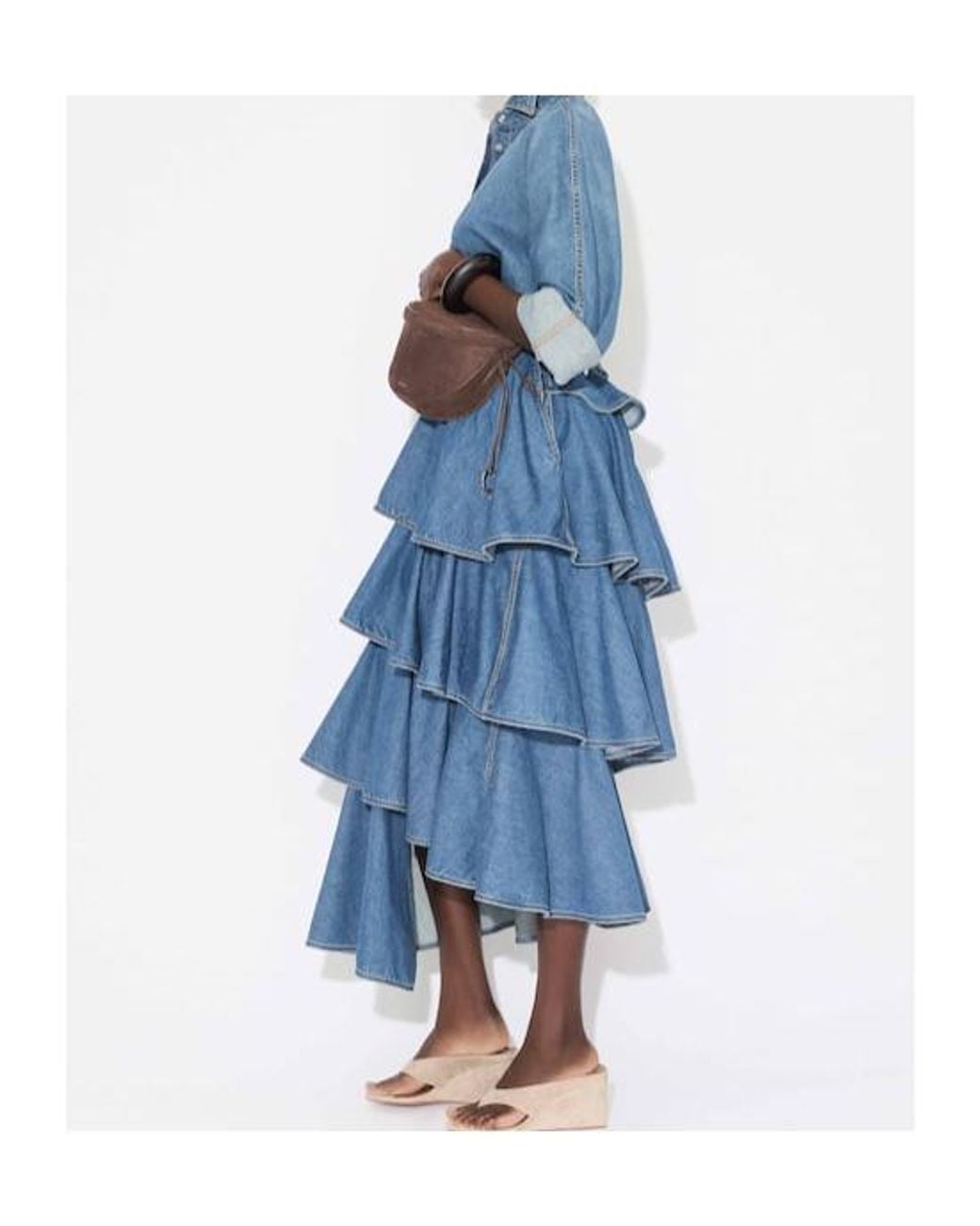 Alaïa Blue Denim Spiral Skirt