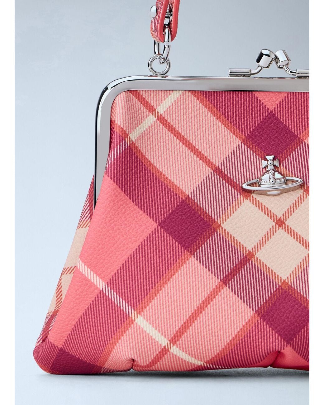 Vivienne Westwood Pink Granny Frame Check Shoulder Bag
