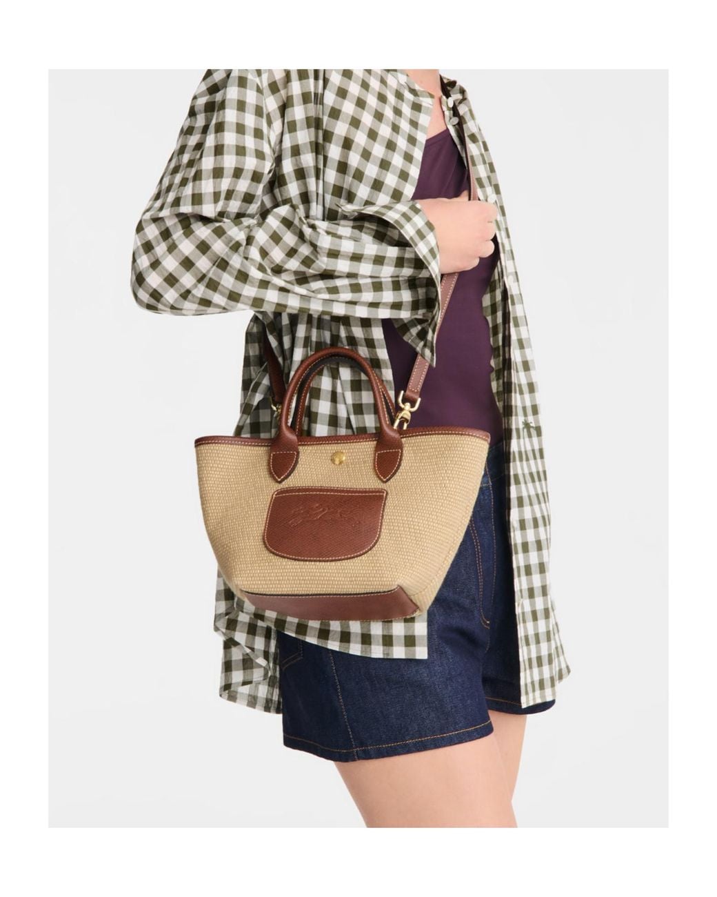 Longchamp Brown Le Pliage Collection Xs Basket Bag