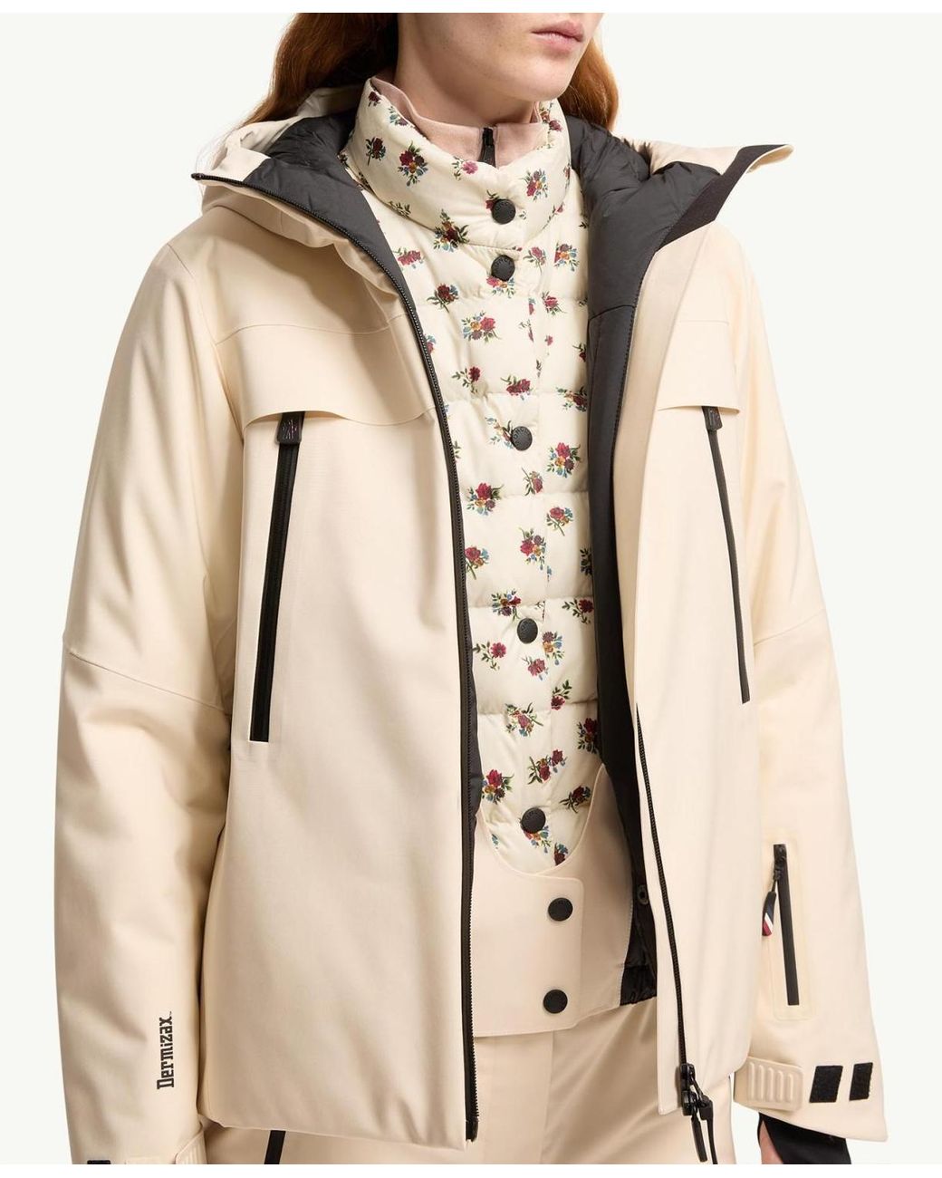 Moncler Natural Chanavey Hooded Ski Jacket