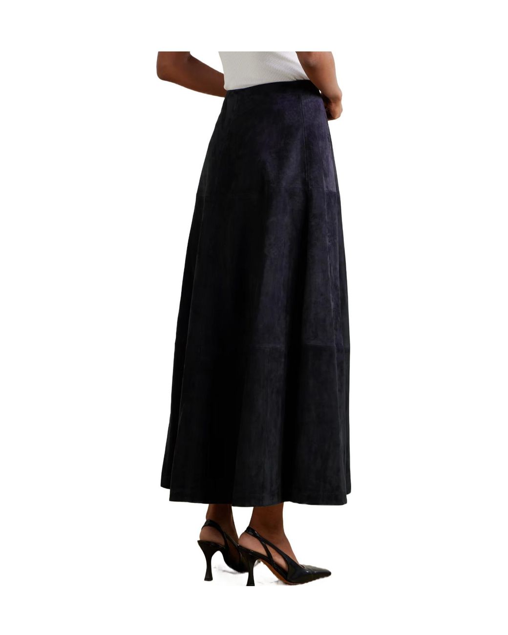 Altuzarra Black Varda Paneled Suede Midi Skirt