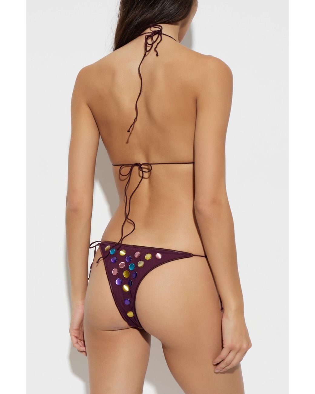 Oseree Multicolor Oséree Bubble Mesh Embellished Bikini