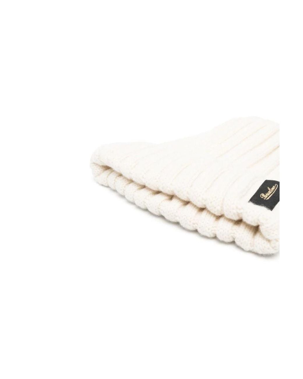 Borsalino White Logo-Patch Ribbed Cashmere Beanie for men