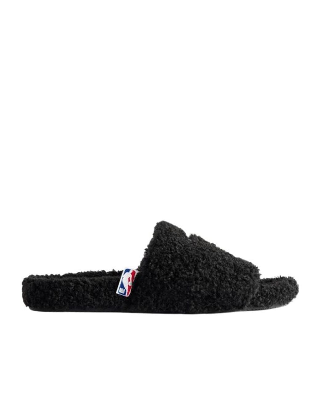 Balenciaga Black Nba Collaboration Furry Open Mule for men