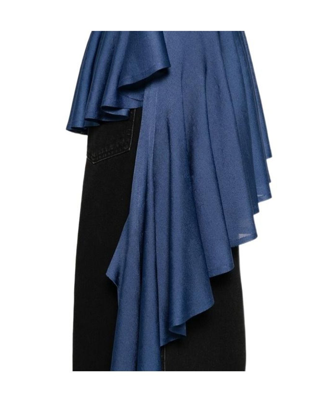 Alaïa Blue Alaïa Asymmetric Ruffled Sleeveless Top