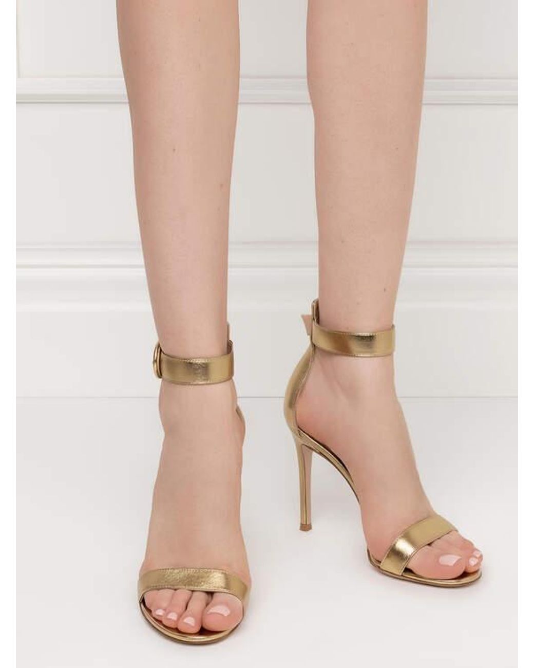 Gianvito Rossi White Portofino Buckle-Strapped Heeled Sandals