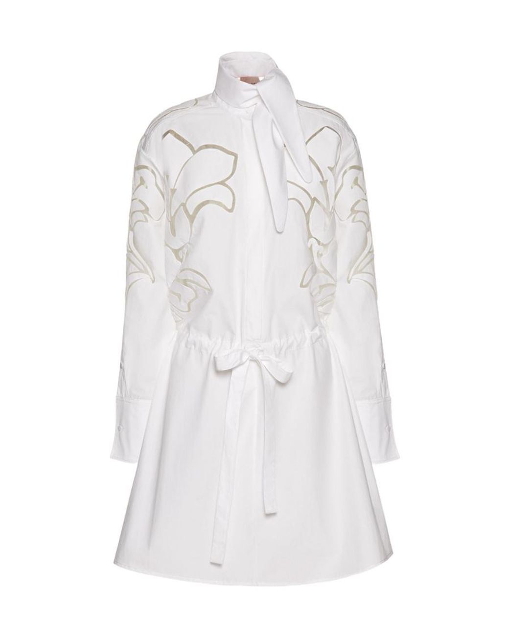 Valentino White Flower Hollowed-Out Embroidery Dress