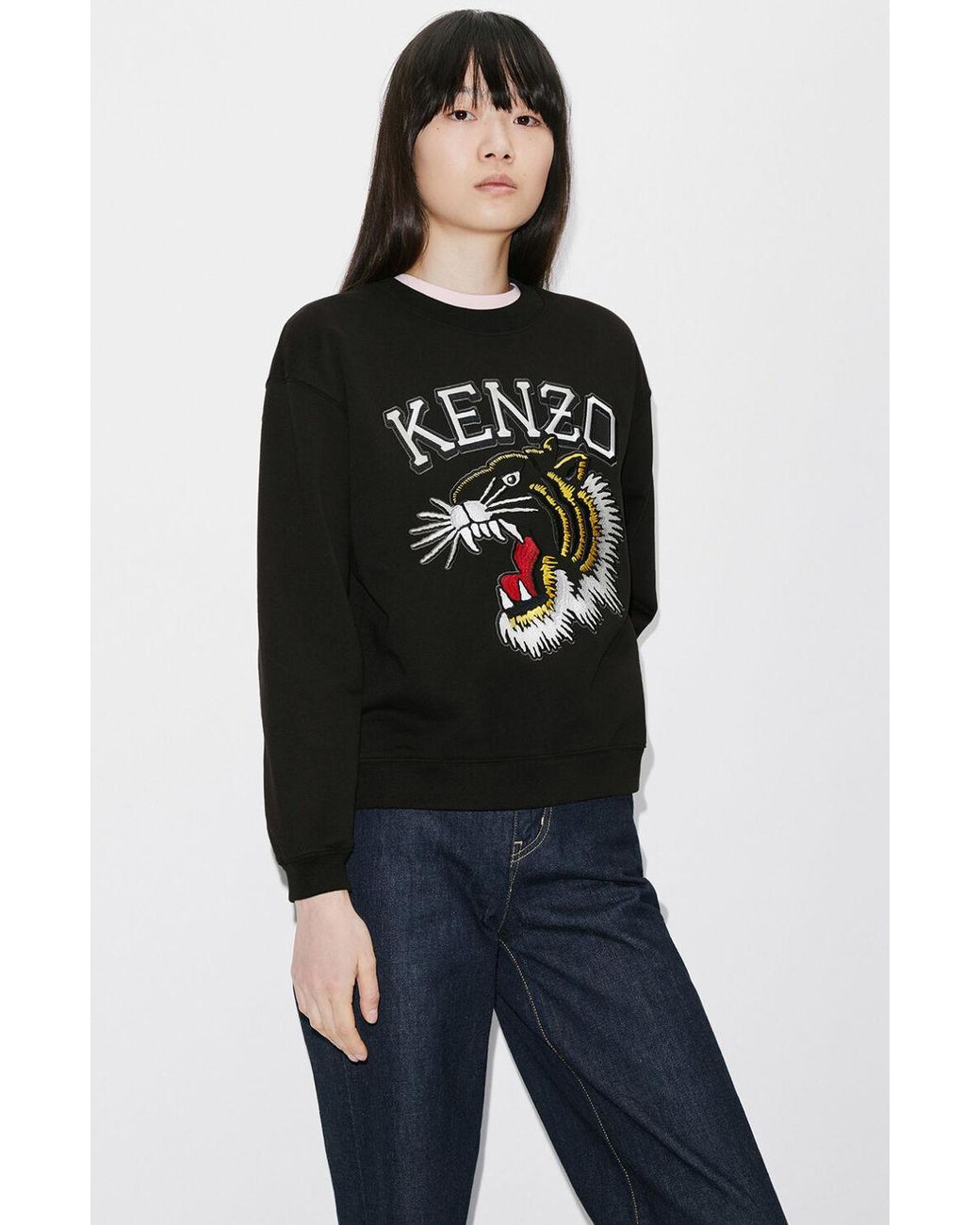 KENZO Black Varsity Jungle Embroidered Crewneck Sweatshirt