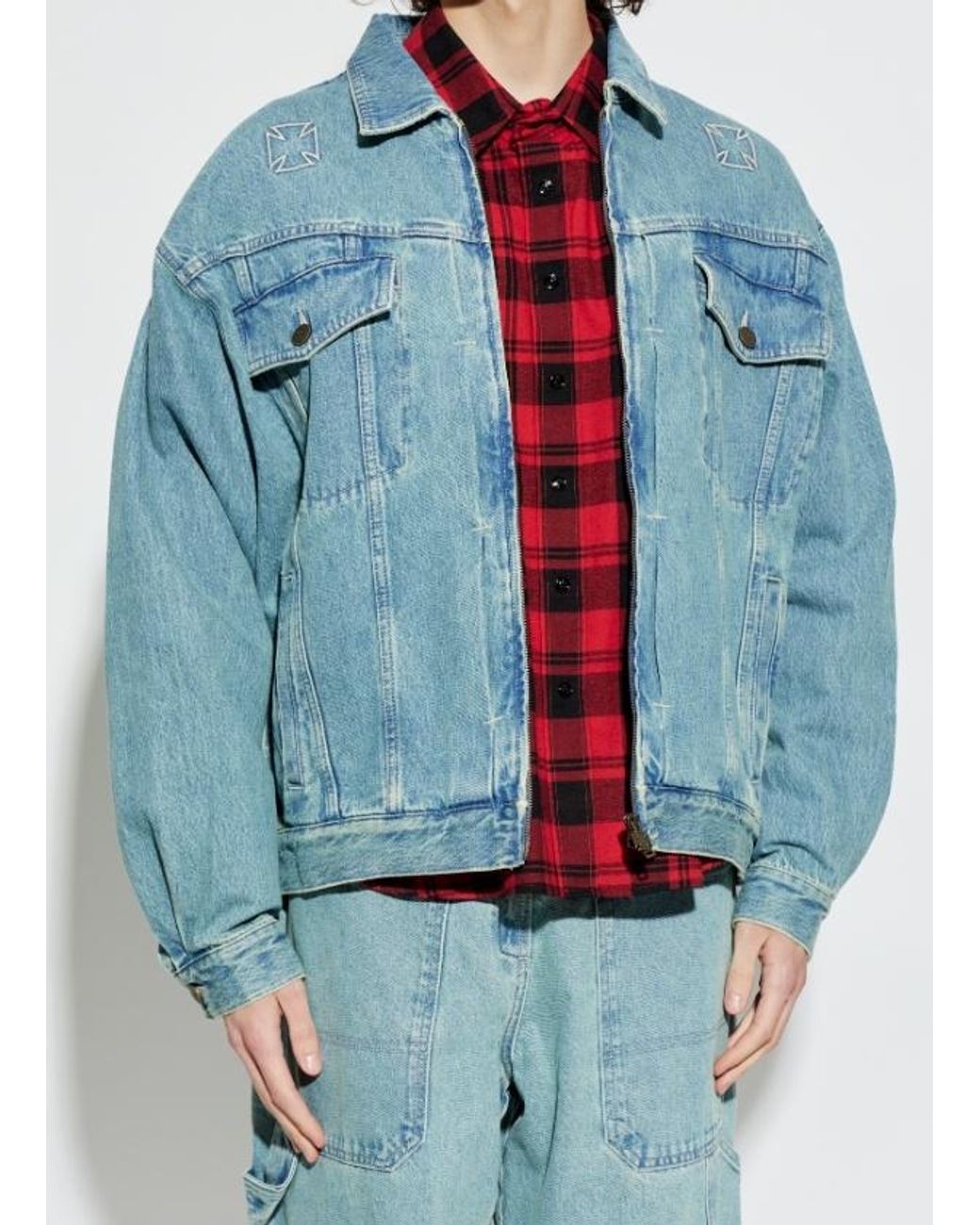 Vetements Blue Logo-Print Denim Jacket for men