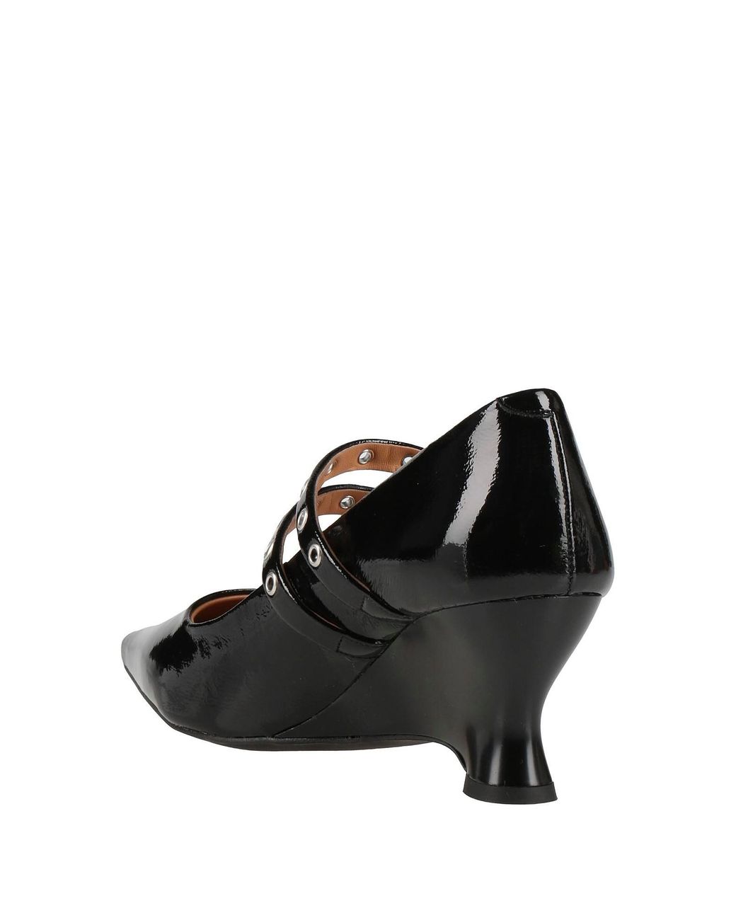 Ganni Black Comfortable Non-Slip Wedge-Heel Mary Janes