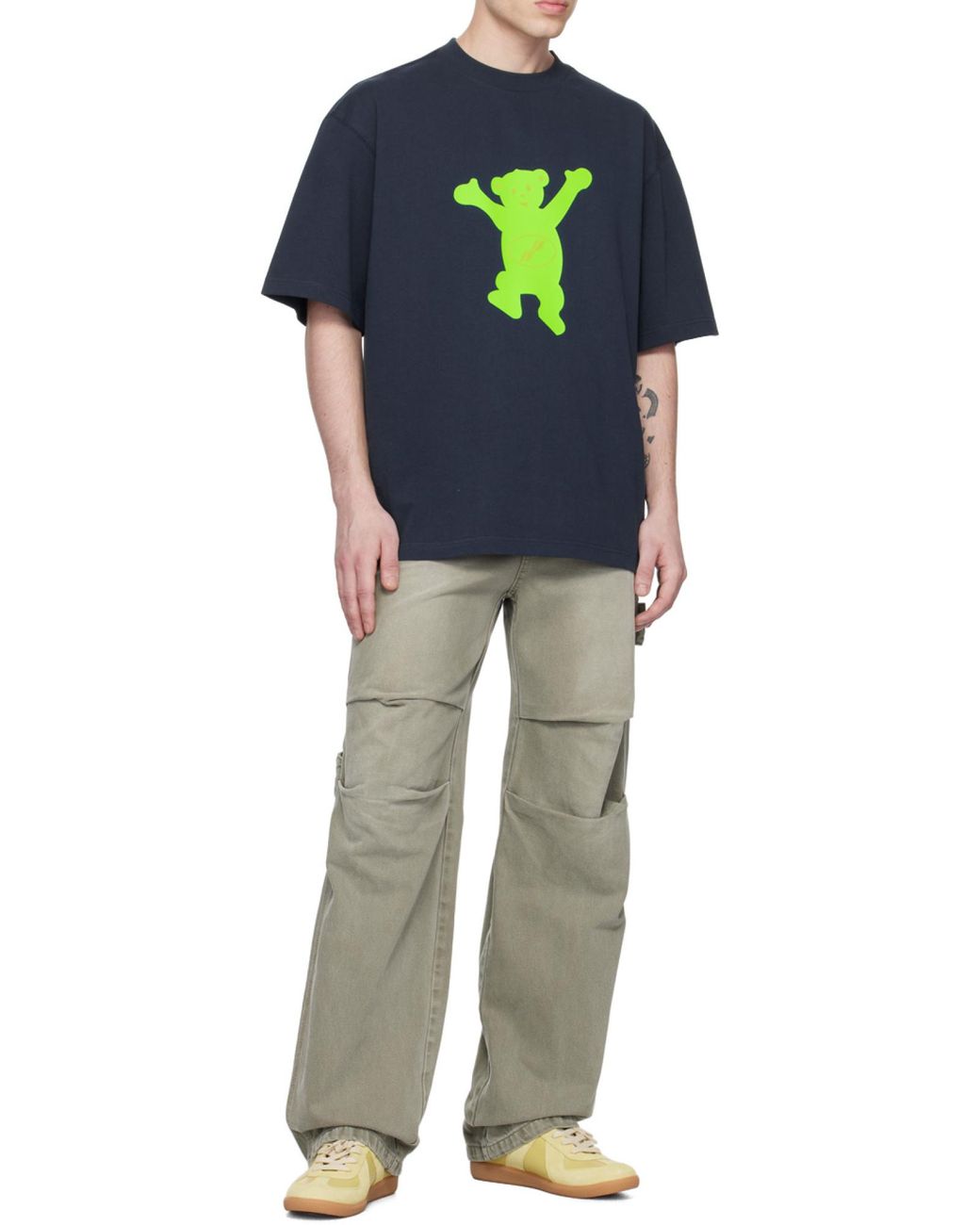 we11done Blue Graphic-Print Oversized T-Shirt for men