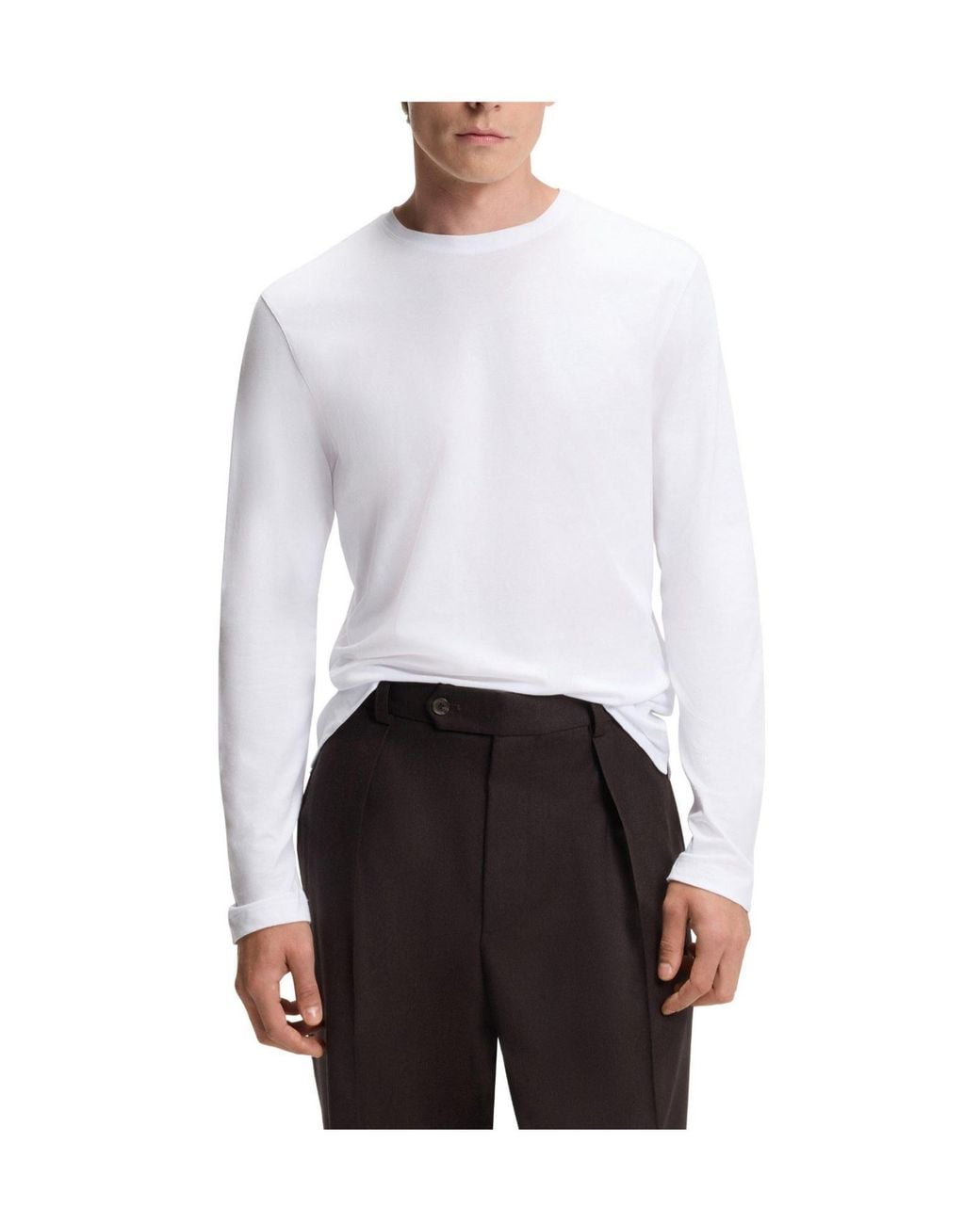 Boss White Crew Double Breasted Sweater for men