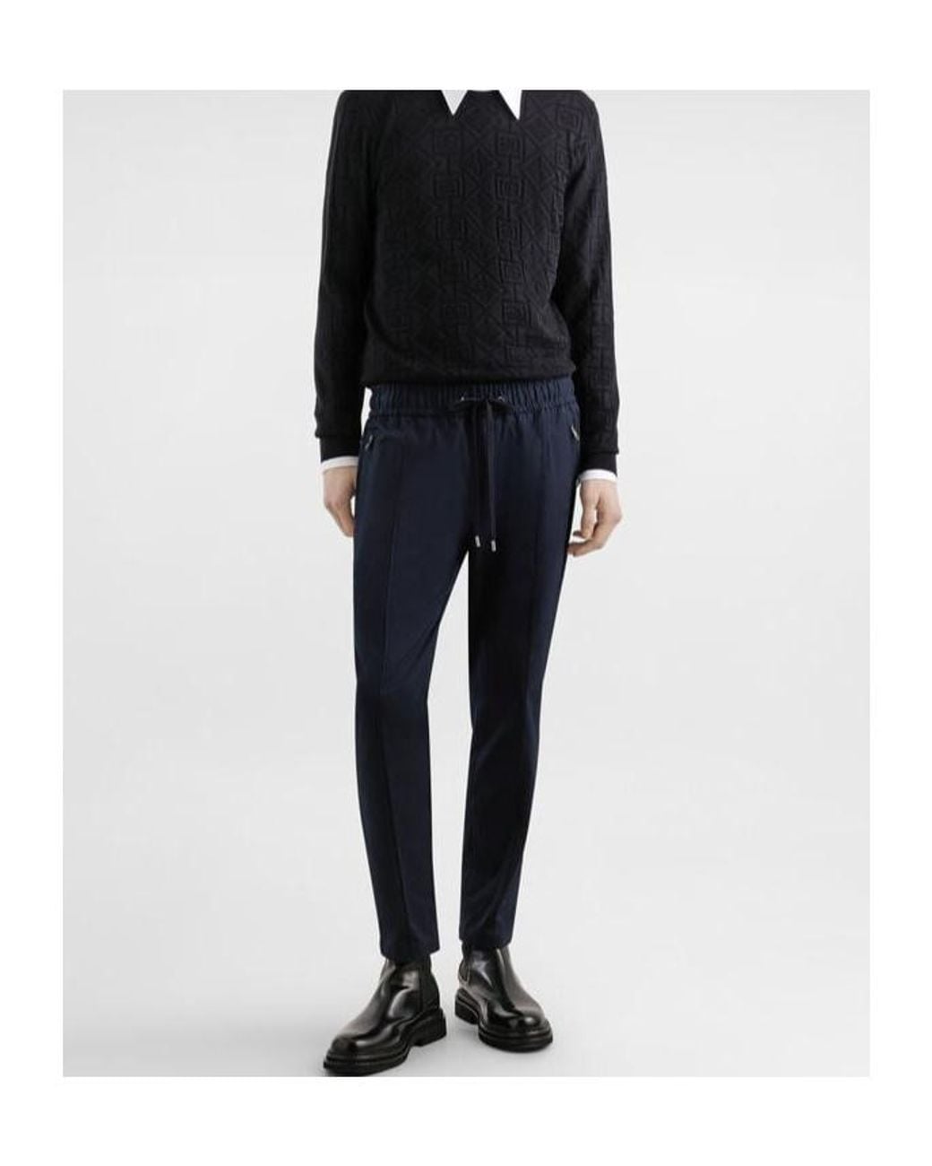 Dolce & Gabbana Blue Drawstring Elastic Waist Casual Pants for men