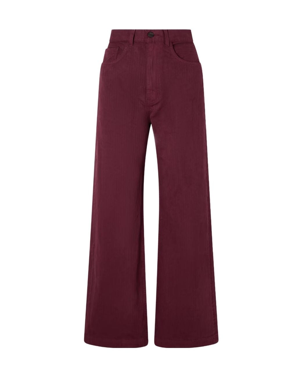 The Elder Statesman Red Herringbone Cotton Wide-Leg Casual Pants