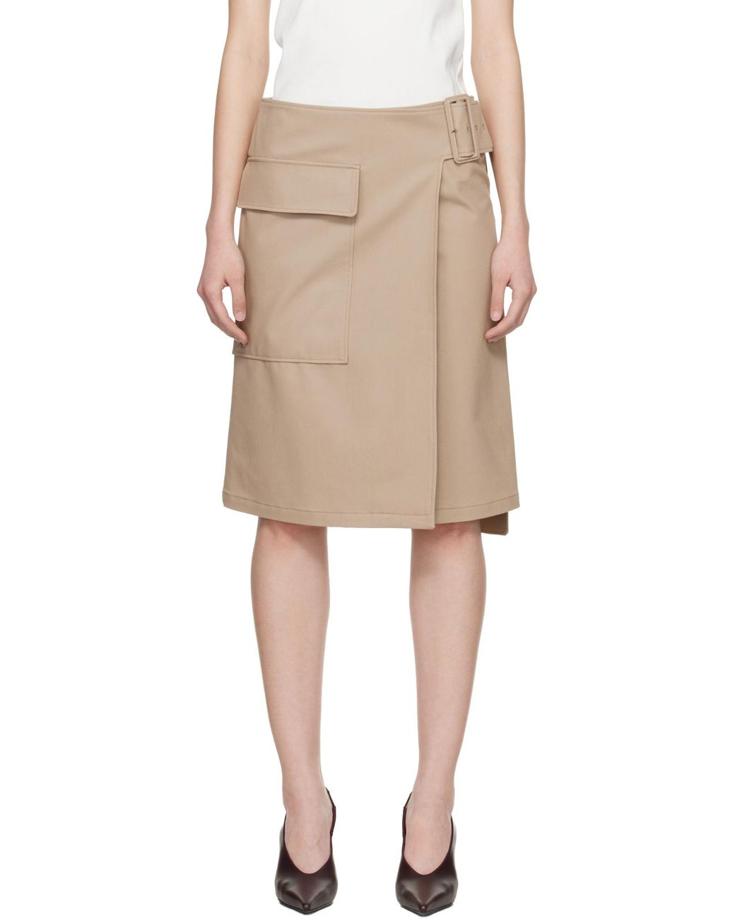 Courreges Brown Courrèges Logo Detailed Buckled Utility Skirt