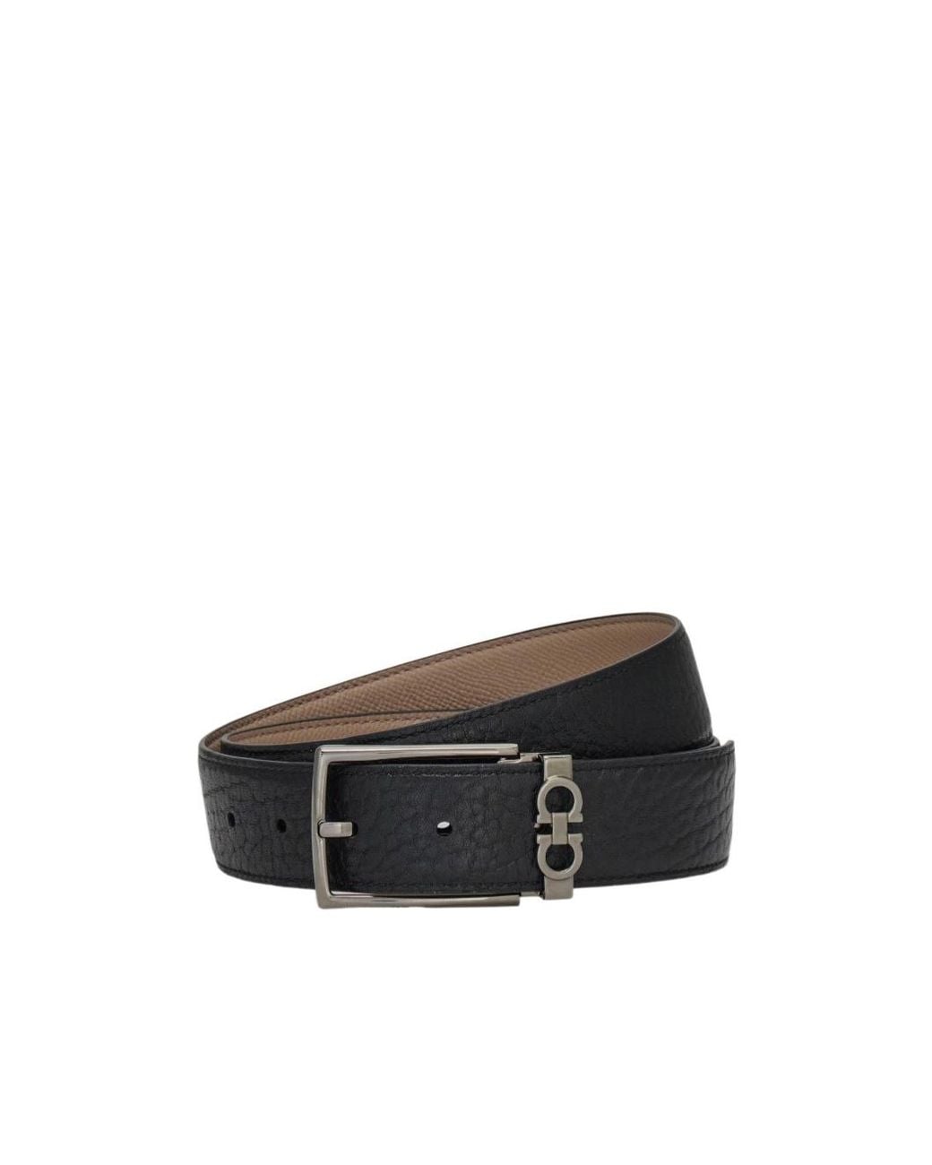 Ferragamo White Reversible And Adjustable Belt With Rectangular Buckle for men