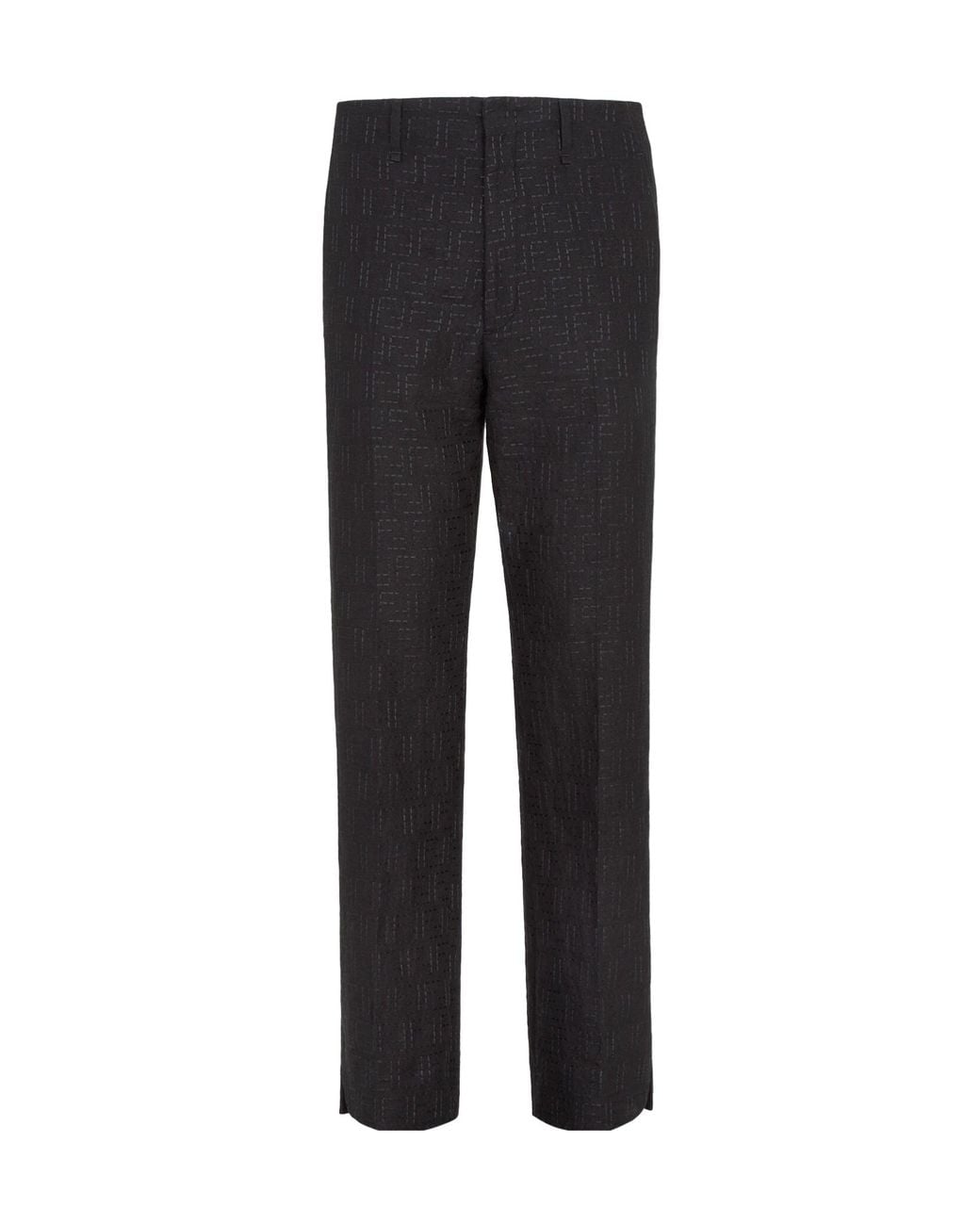 Fendi Black Ff Jacquard Tailored Trousers for men