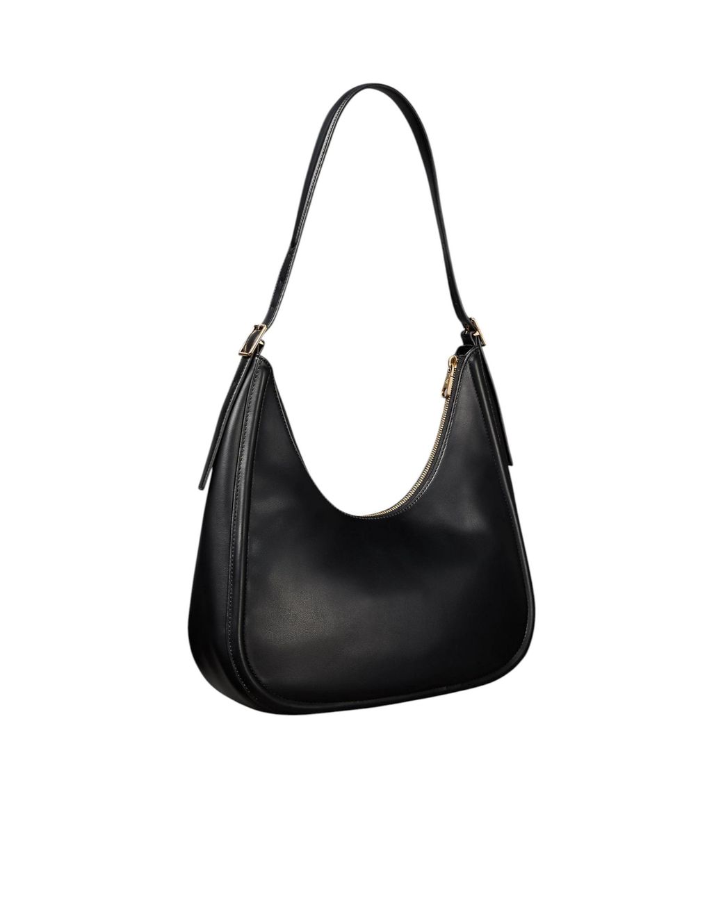 Calvin Klein Black Soft Touch Crescent Logo Hobo Bag