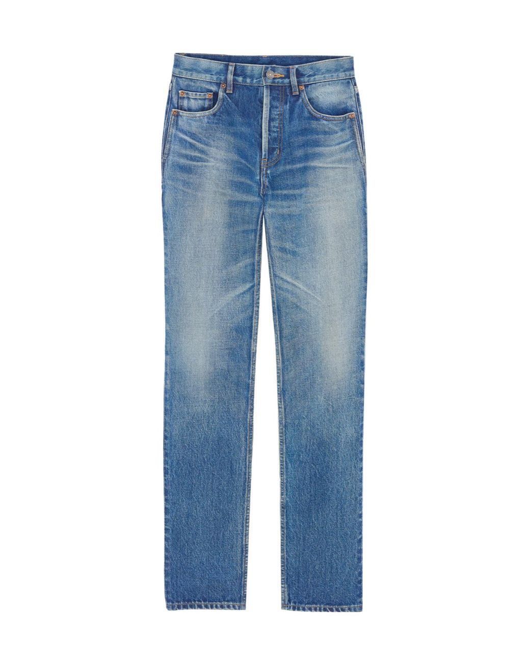 Saint Laurent Blue High Waist Straight Leg Jeans