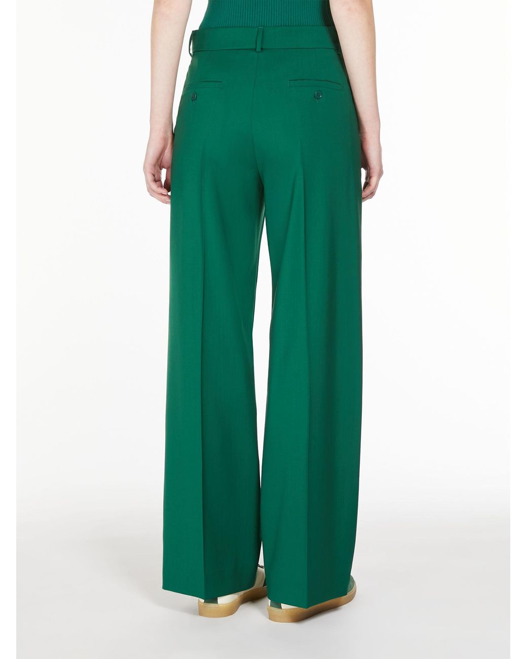 Weekend by Maxmara Green Pleated Straight Leg Pants