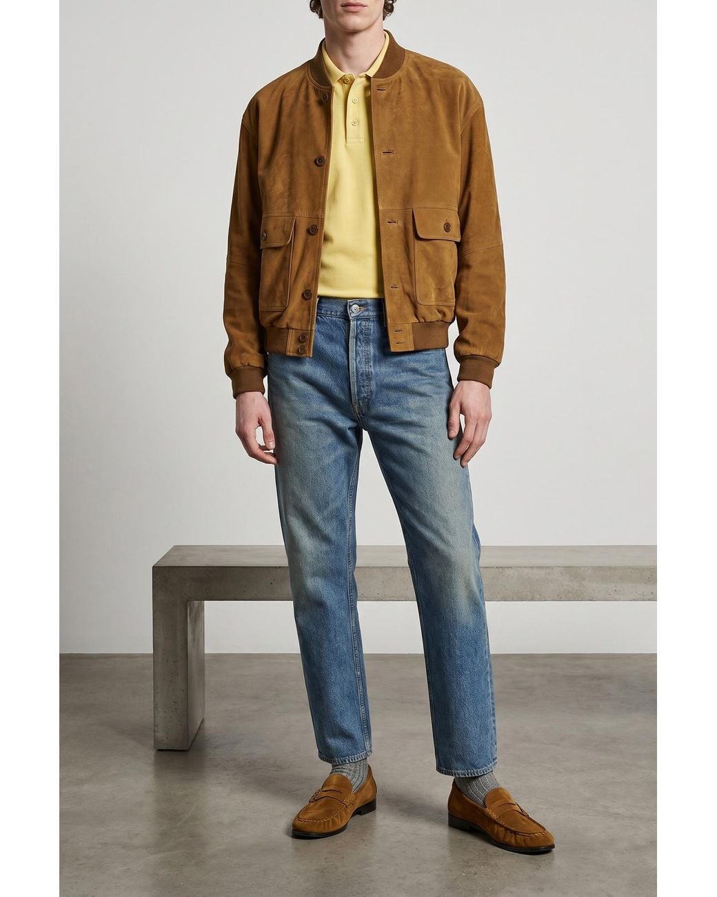 Saint Laurent Brown Button-Up Bomber Jacket for men