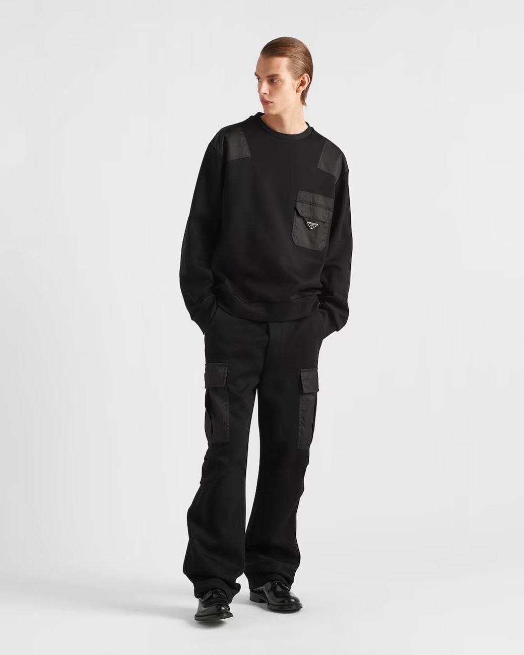 Prada Black Triangle-Logo Cargo Joggers for men