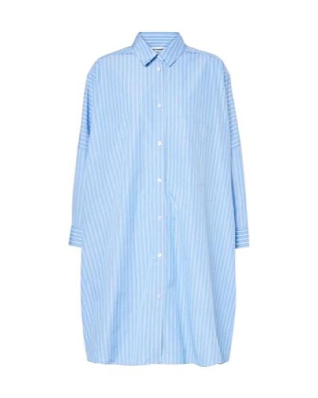 Jil Sander Blue Striped Cotton Poplin Shirt