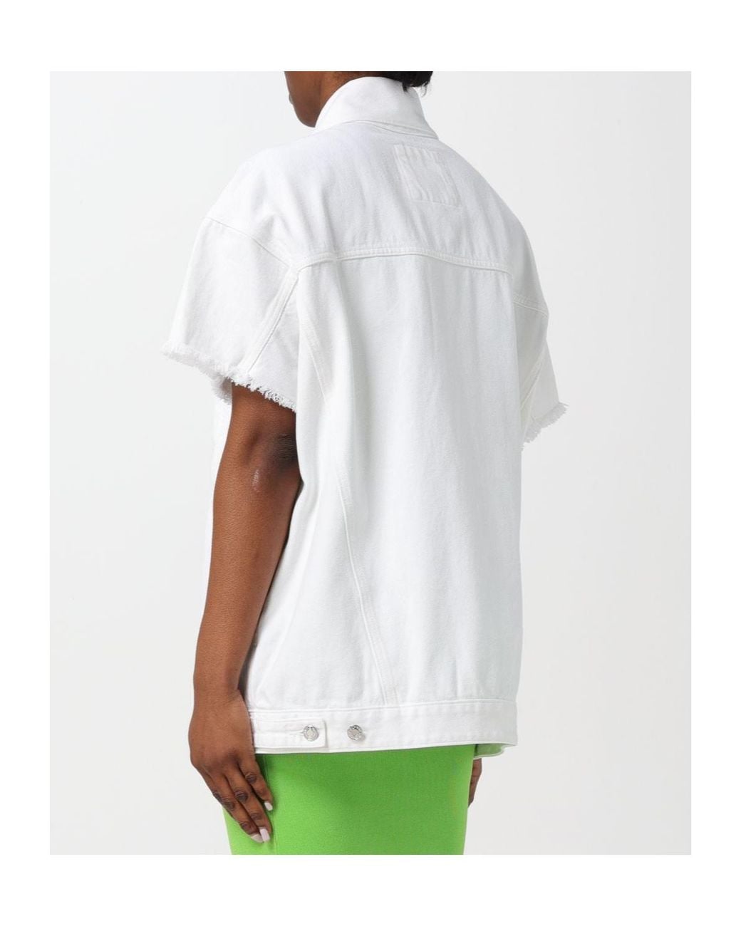 Michael Kors White Michael Oversized Frayed Denim Jacket