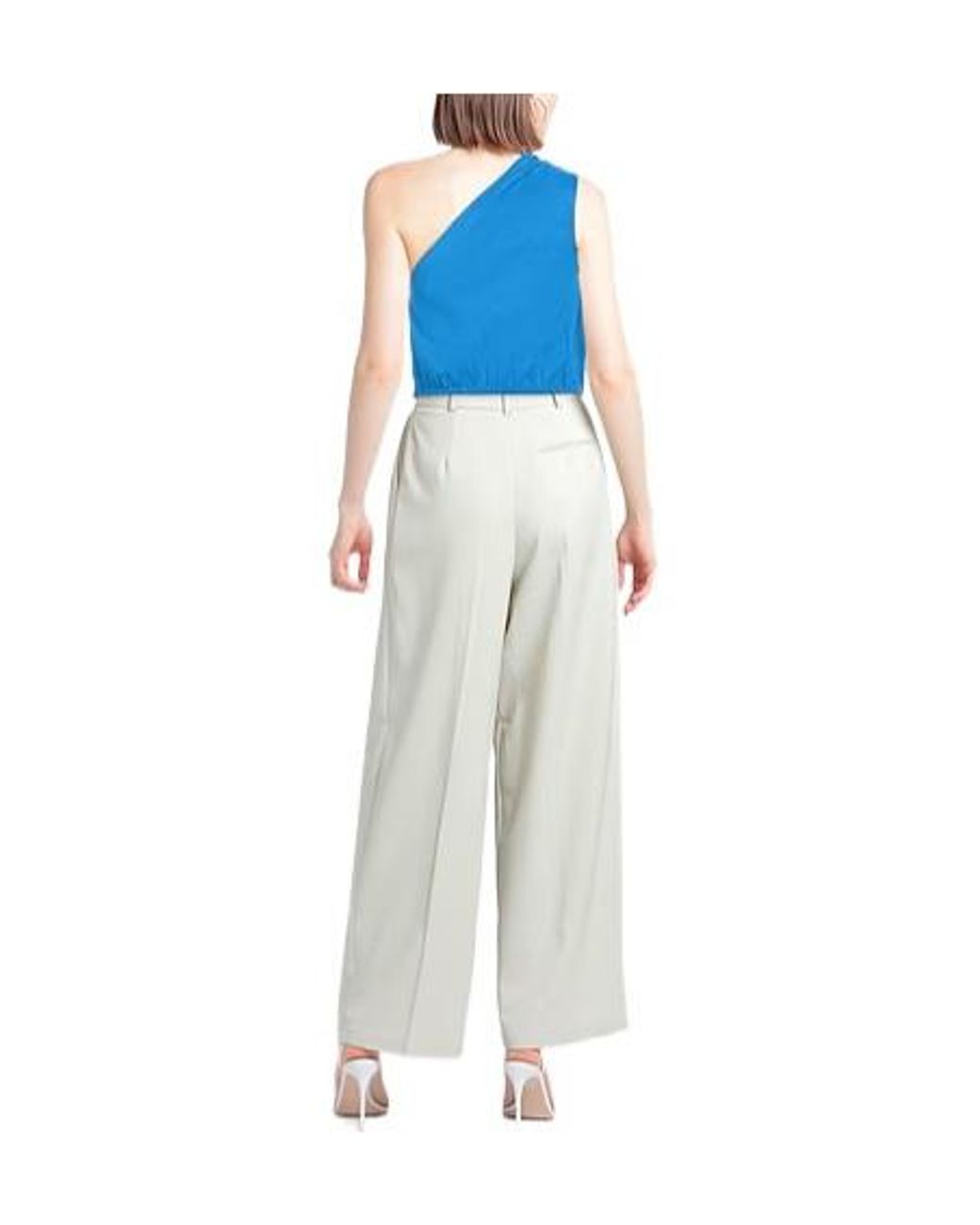 Farm Rio Blue Solid Off Shoulder Crop Top