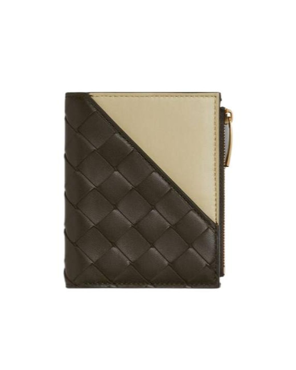 Bottega Veneta Green Intrecciato Diagonal Small Bi-Fold Wallet