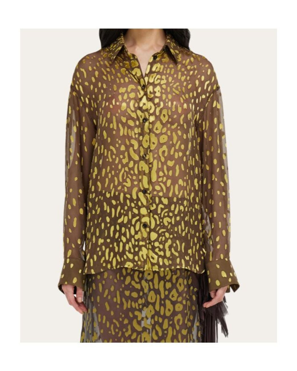 Ferragamo Green Devoré Georgette Shirt