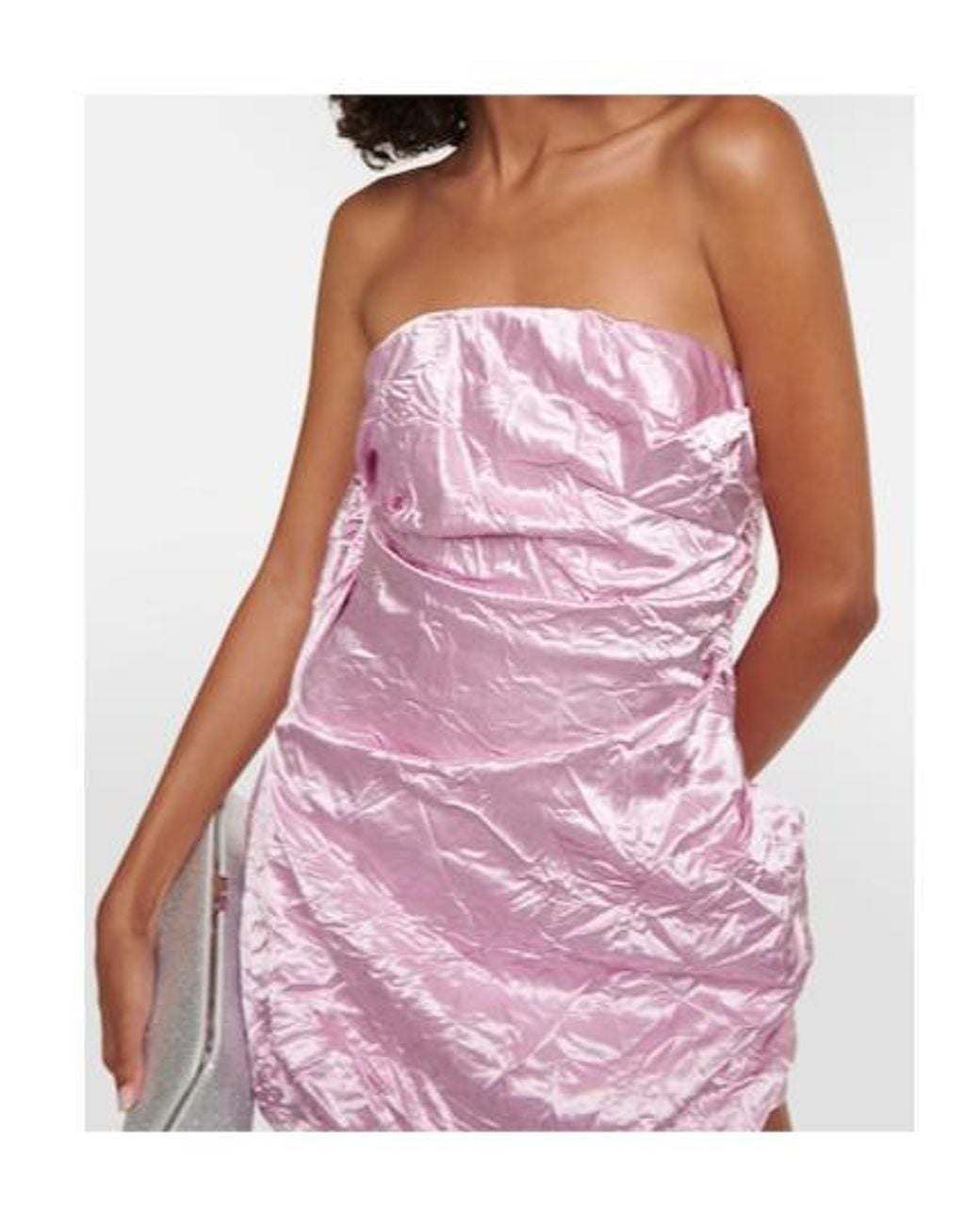 The Attico Pink Strapless Satin Minidress