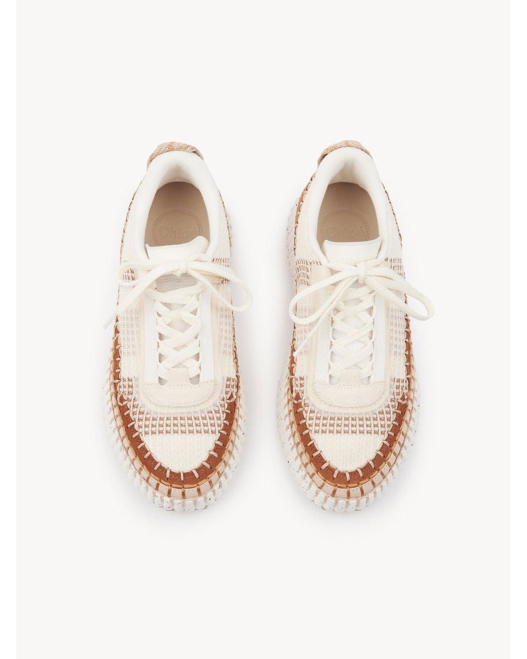 Chloé Natural Chloé Lower-Impact Mesh Nama Sneakers