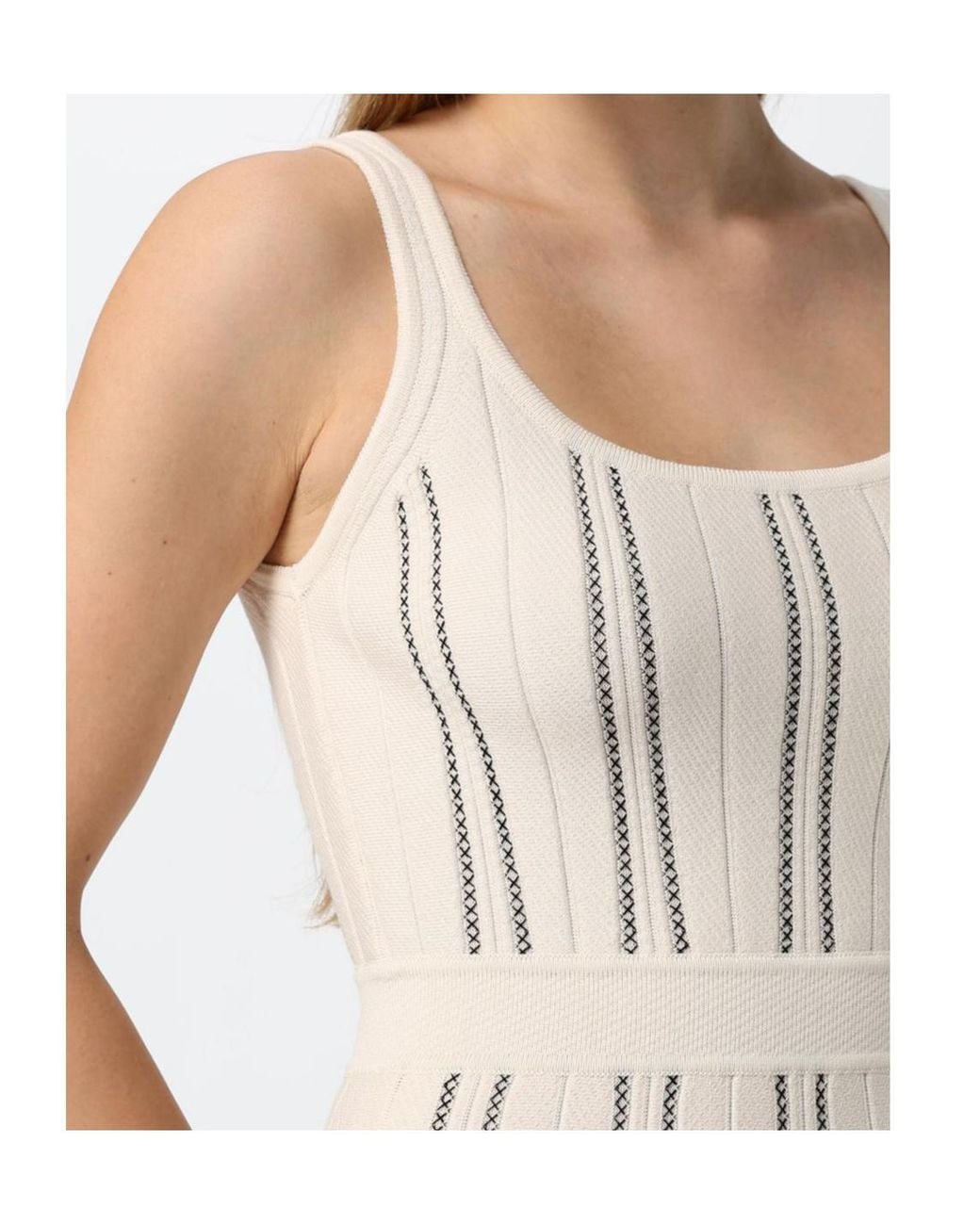 Elisabetta Franchi White Striped Knit Dress