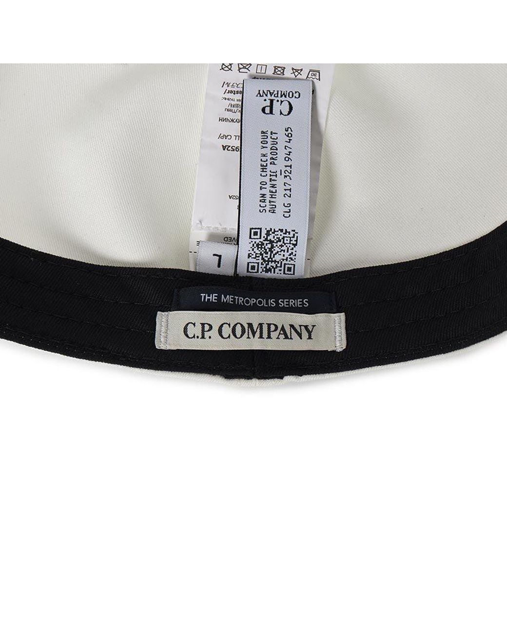 C P Company White Logo-Patch Twill Cap for men