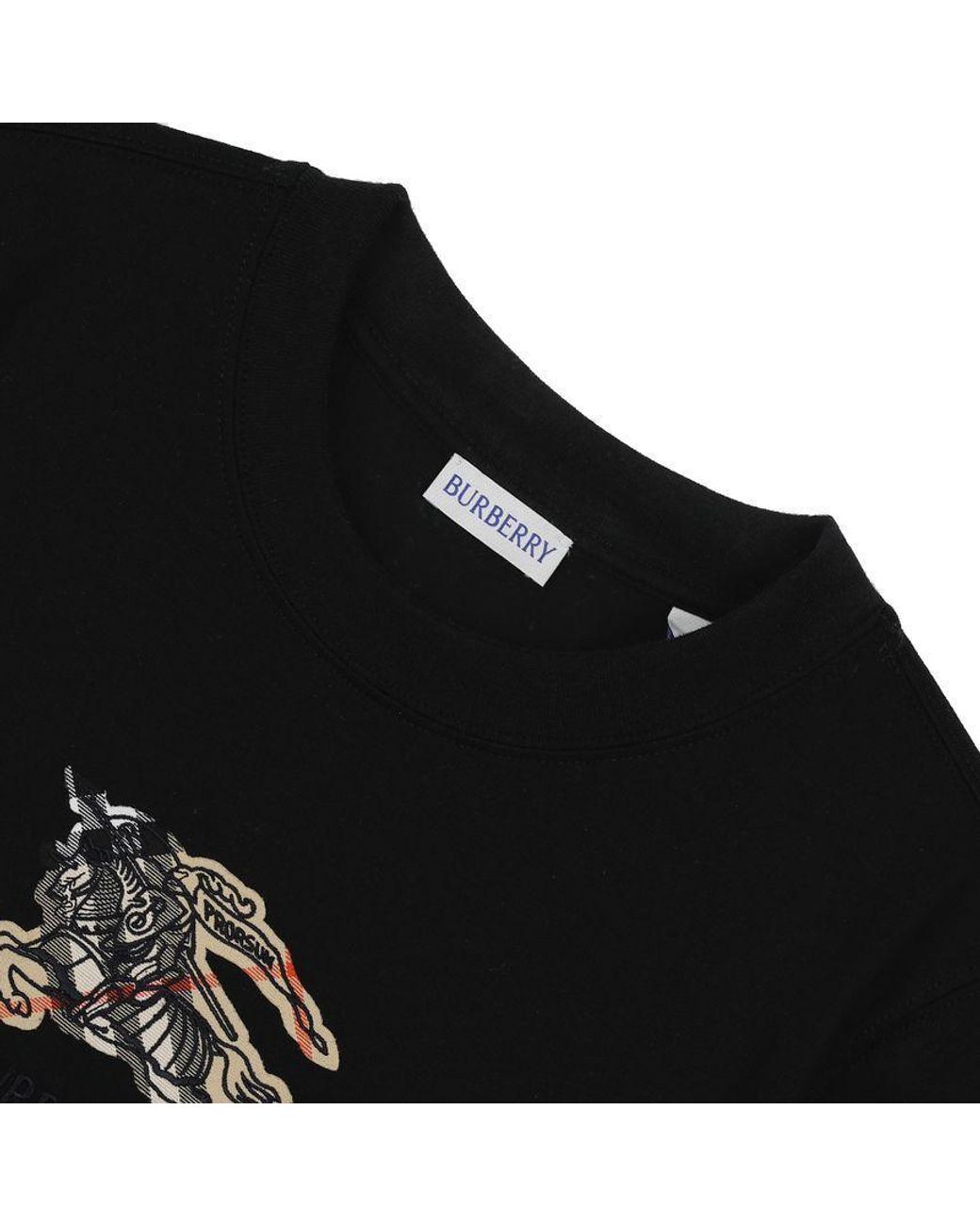 Burberry Black Ekd Check Crewneck T-Shirt