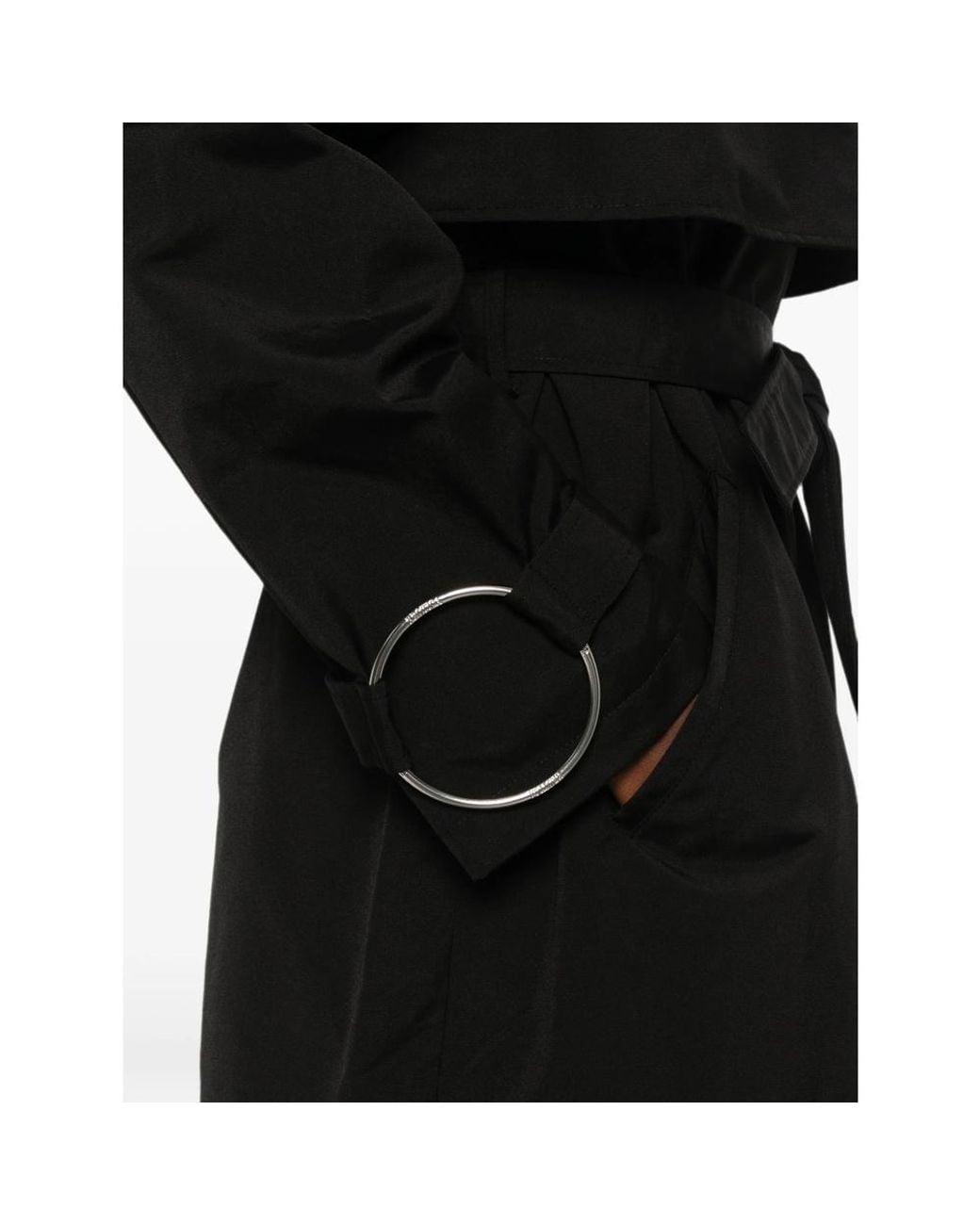 Dondup Black Long-Sleeve Belted Trench Coat