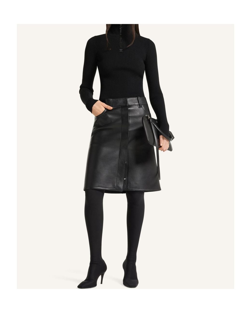 Courreges Black Courrèges Ribbed Half Zip Knitted Jumper