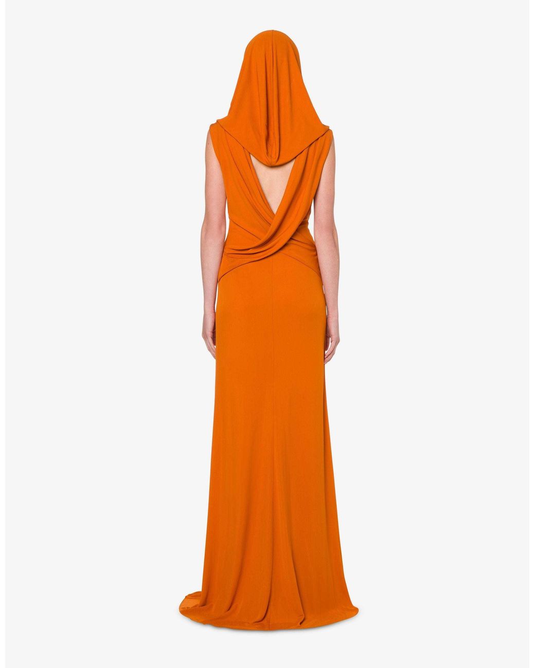 Alberta Ferretti Orange Draped Sleeveless Dress