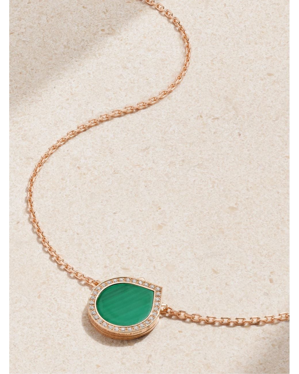 Repossi Metallic 18-Karat Rose, Malachite And Diamond Necklace