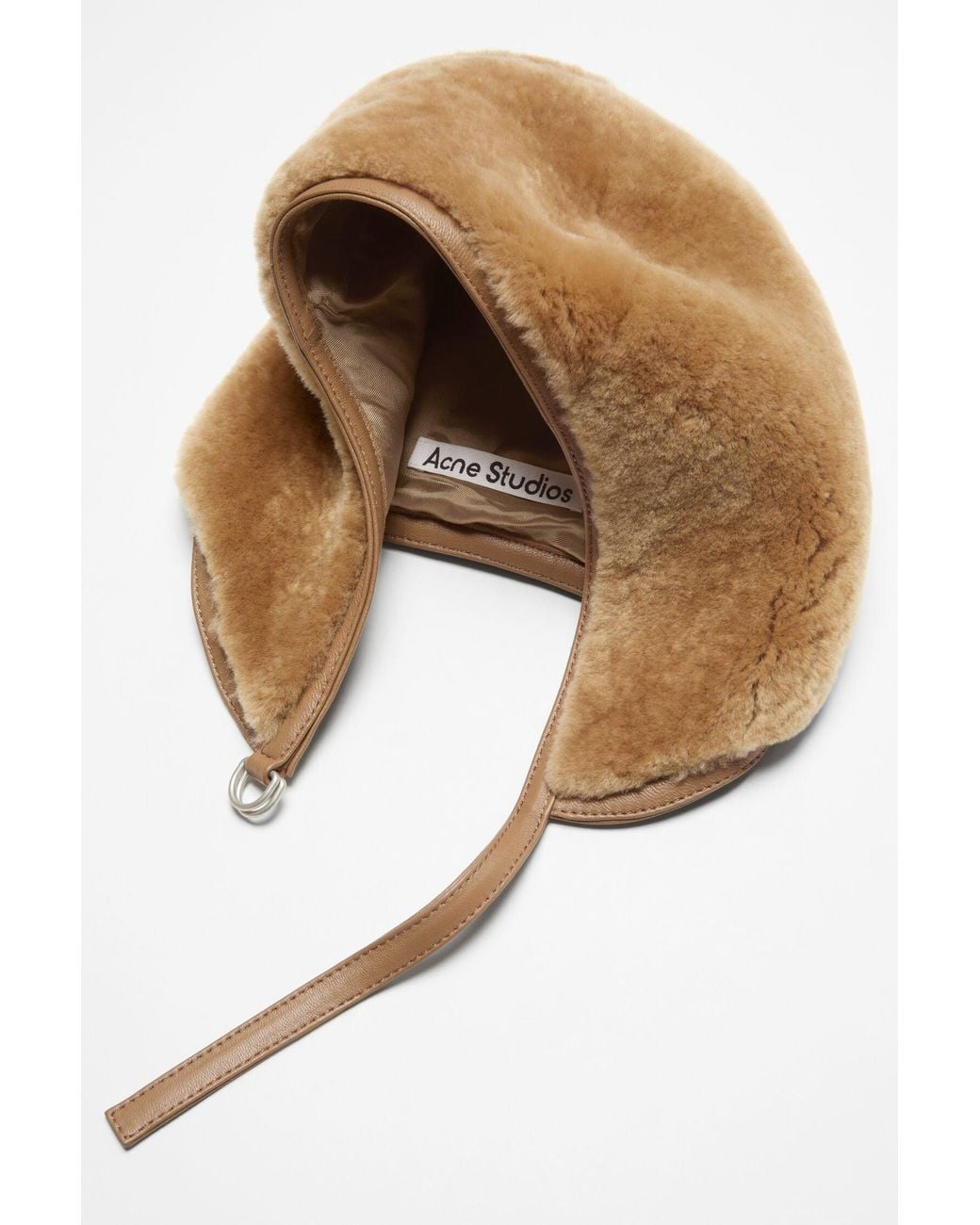 Acne White Shearling Cap for men