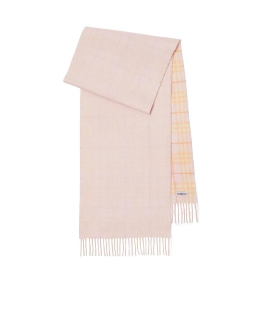 Burberry Pink Logo-Patch Fringed-Edge Reversible Scarf for men