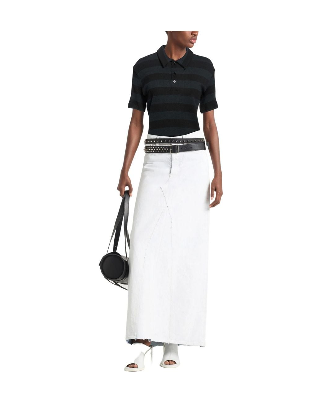 MM6 by Maison Margiela Black Striped Polo Shirts
