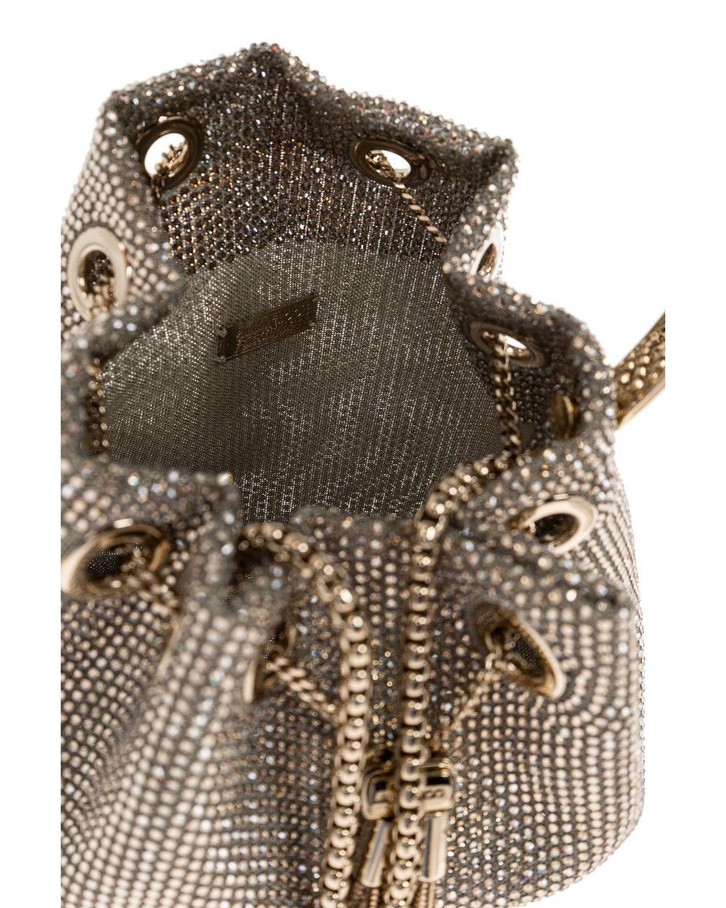 Jimmy Choo Natural Bon Bon Crystal Bucket Bag
