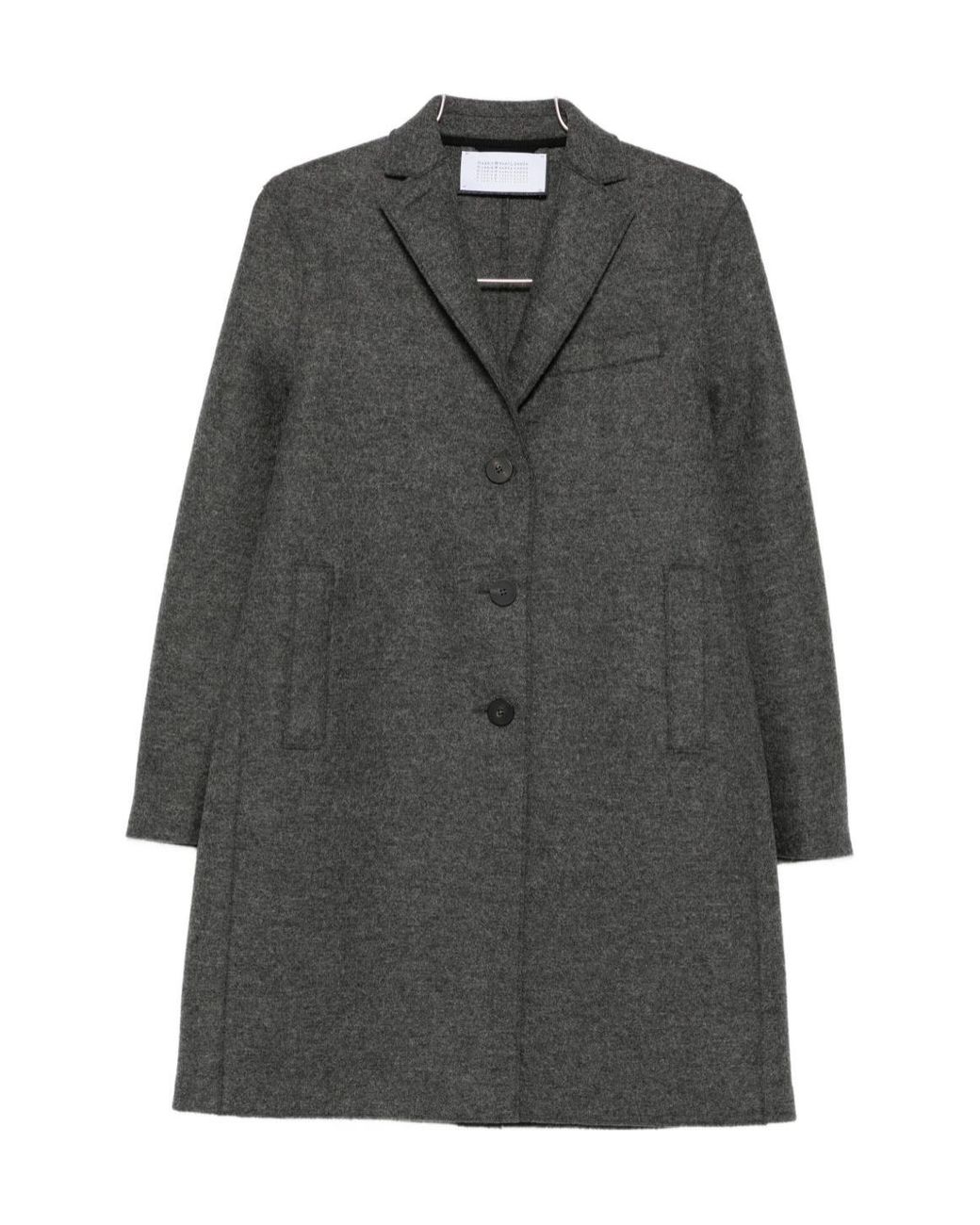 Harris Wharf London Blue Button-Fastening Wool Coat